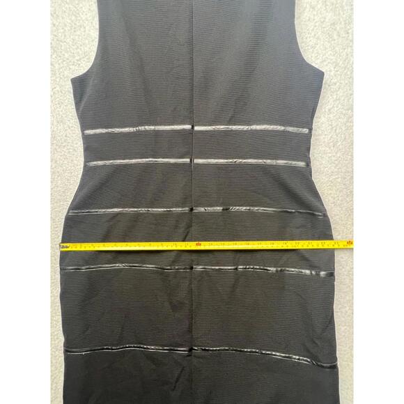 Kasper Ribbed Knit Sheath Dress Womens Plus 18 Faux Leather Stripe Sleeveless - Picture 8 of 12
